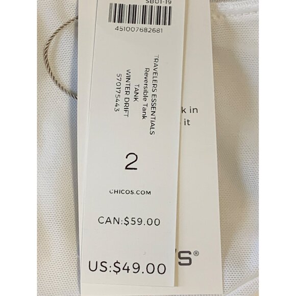 Chicos Travelers Essentials Reversible Winter Drift Tank Top Size 2 Large New - Picture 6 of 7